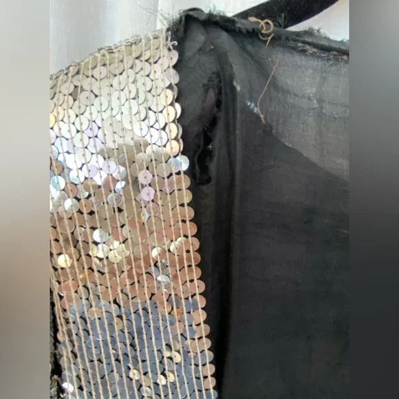 Jean for Joseph Le Bon 100% Silk Sequined Silver & Black Long Sleeve Top Medium - Picture 8 of 9